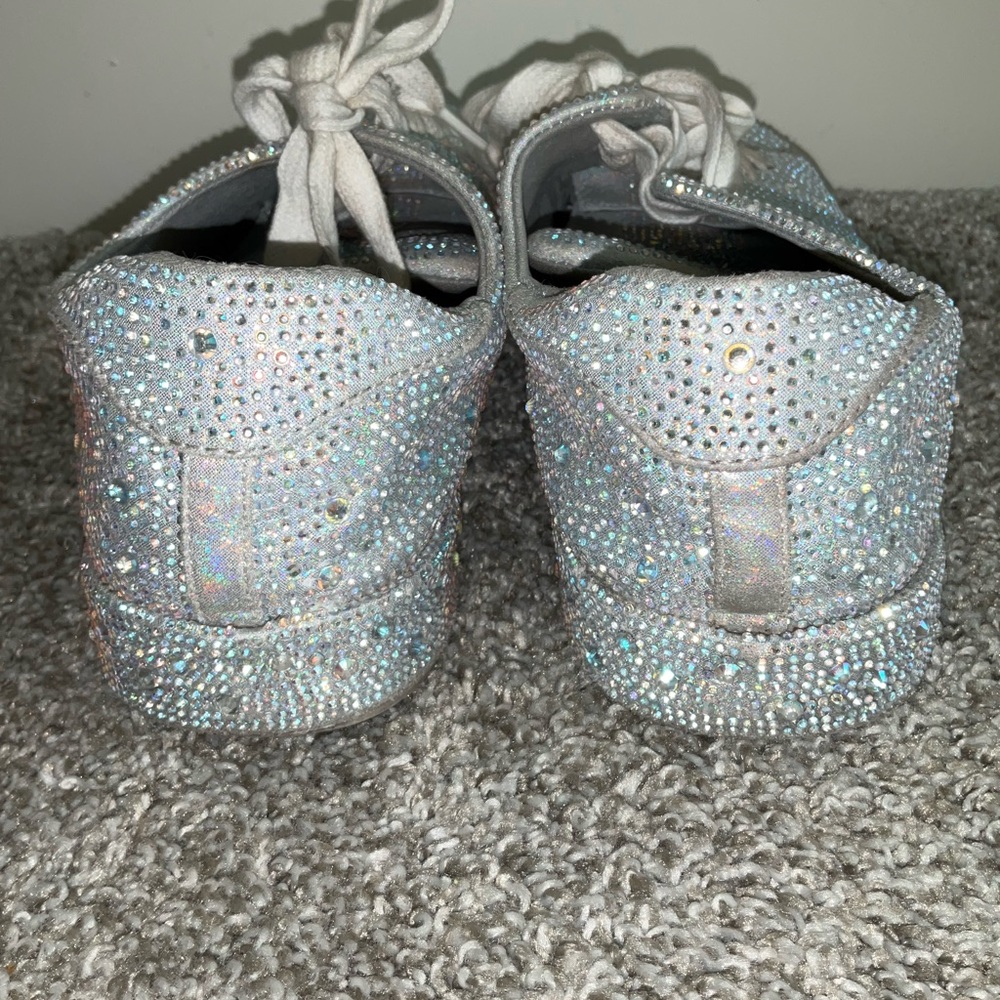 Women's Bling Rhinestone Shiny Sneakers - Silver Sz 9 - Picture 3 of 14